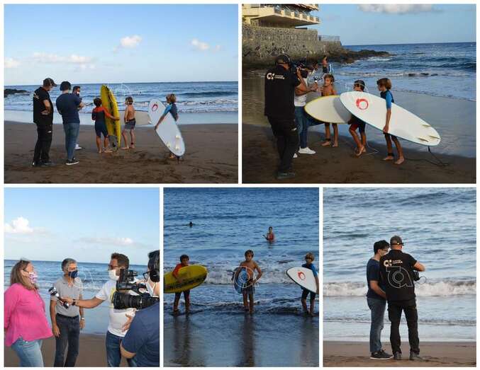 Diferentes momentos de la grabación del reportaje de esta tarde en Salinetas/TA.